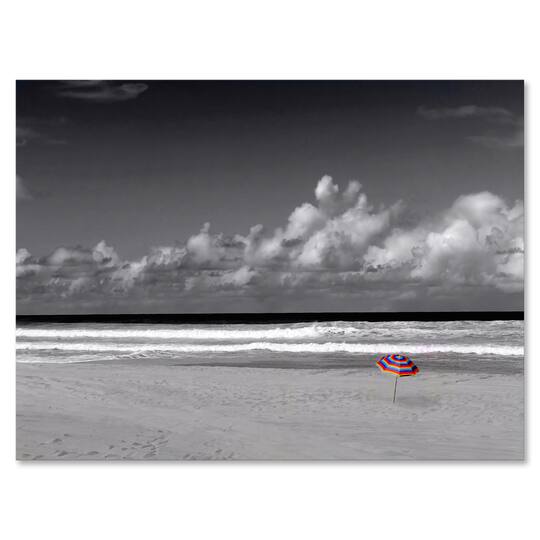 Designart - Monochrome Coastline Under Cloudy Sky